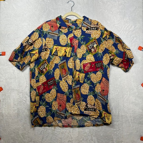 Joe Kealoha’s Other - Vintage Joe Kealoha's Hawaiian Shirt Men's Blue Pineapple Print Button Up Beach